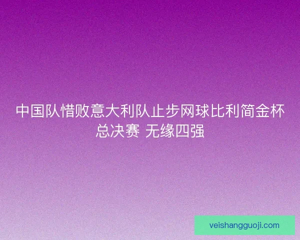 中国队惜败意大利队止步网球比利简金杯总决赛 无缘四强